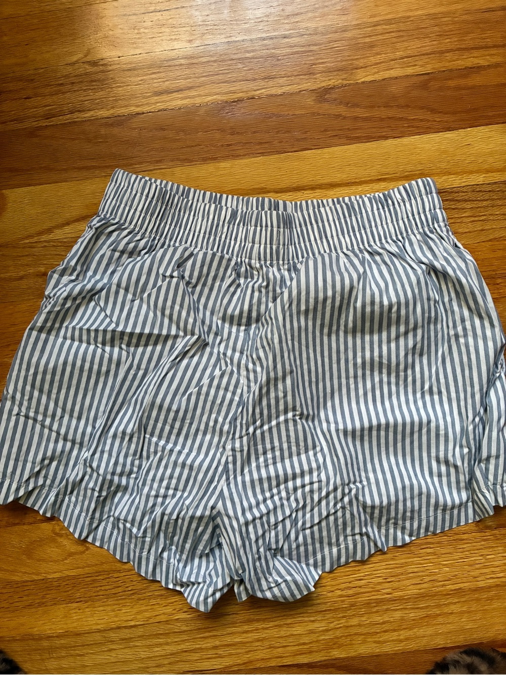Abercrombie & Fitch Blue and White Vertical Stripe High-Waist Shorts